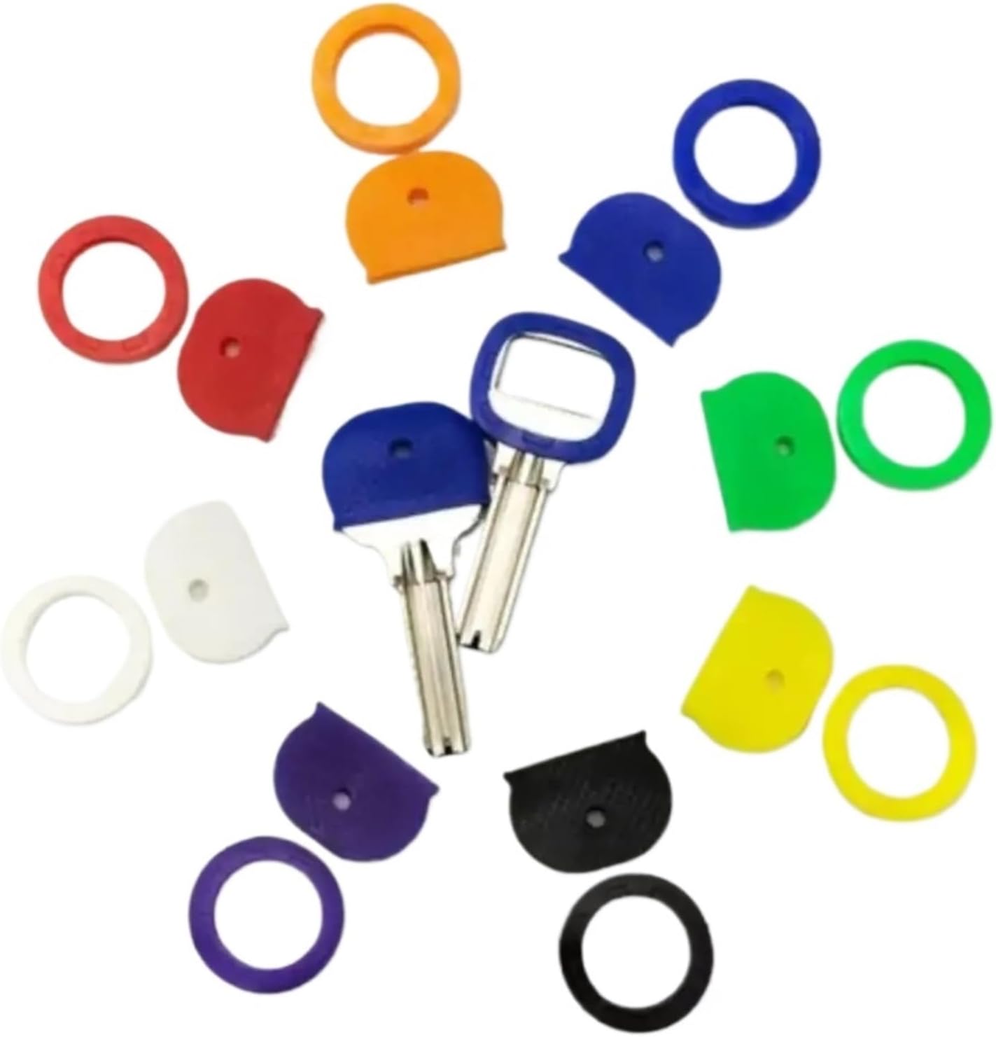 Key Cap Covers 180pcs Hollow Multicolor Rubber Soft Locks Silicone Covers Key Toppers(B - 180PCS)