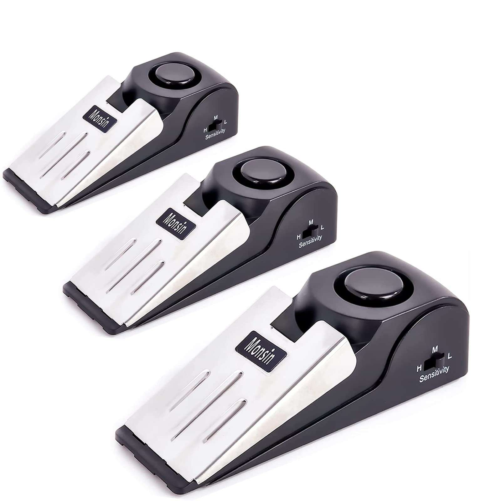 Door Stop Alarm, Door Stopper with 120DB Security Alarm, Floor Wedge Doorstop for Travel Apartment Home House (Pack of 3)