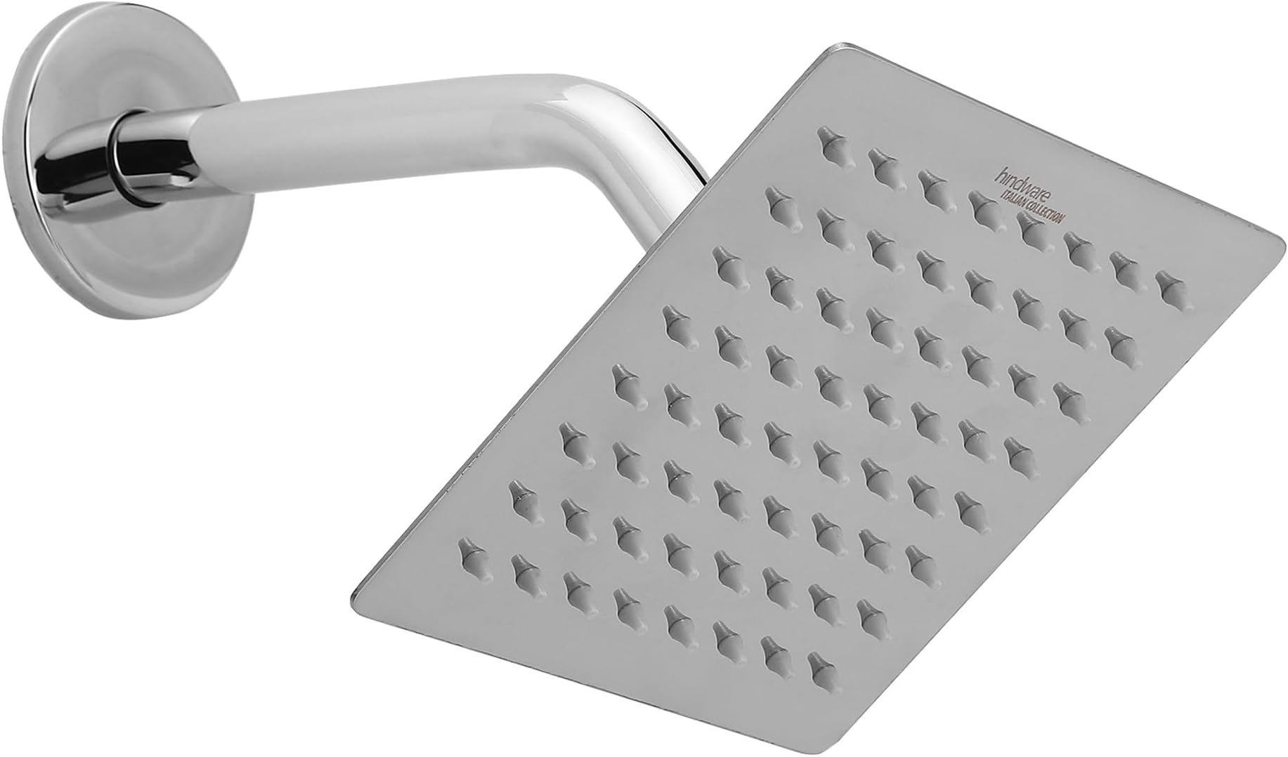 Stainless Steel 150 mm Ultra Thin Overhead Shower | Wall Mounted | Chrome Finish | Detachable Spray Nozzles | Silicon Nozzles | Sustains High Water Pressure