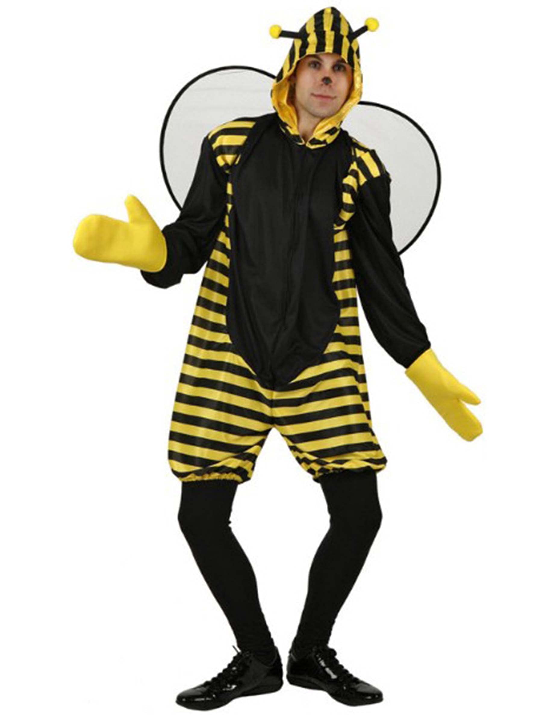 Atosa | Disfraz Abeja para Hombre y Mujer | Incluye Mono Amarillo con Capucha, Alas y Guantes | Disfraz Original y Divertido para Adultos | Carnaval, Halloween y Fiestas Temáticas | Amarillo | XL