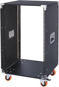 Movable AV Gear Rack 16U 19in Mobile Floor Standing Network Device Storage Cabinet Stand - Audio Stereo Studio DJ Equipment Rack Server IT Data Devices Storage Cabinet With Castors