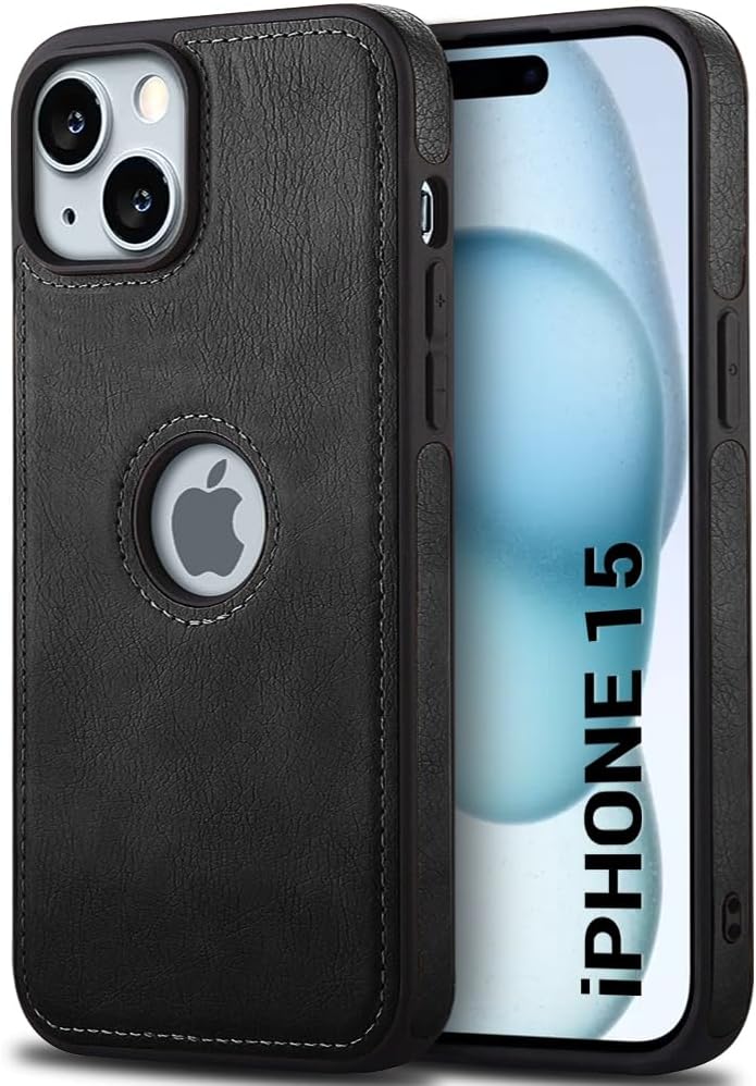 TheGiftKart Genuine Leather Finish Back Cover Case iPhone 15 ...