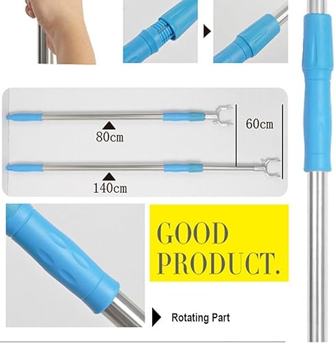 Miniatura 3 de Poste de alcance con gancho 55 "largo poste armario gancho extensible herramienta de alcance palo para área alta - azul