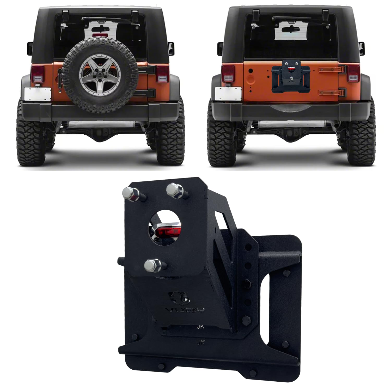 MARSITTER Adjustable Spare Tire Carrier Compatible with 2007-2018 Jeep Wrangler JK/JKU Unlimited 2/4 Doors Heavy Duty Spare Tire Lift up to 40 inches