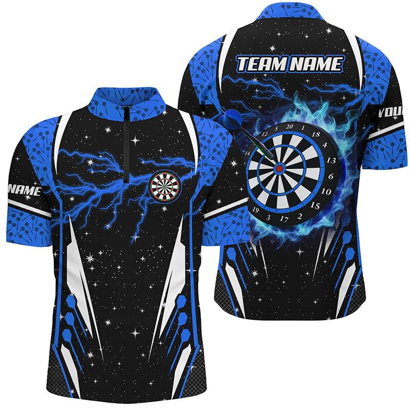 Personalisierte Blitzblaue Dart-Trikots für Herren & Damen- Individuelle Team- und Liga-Dartshirts T2150