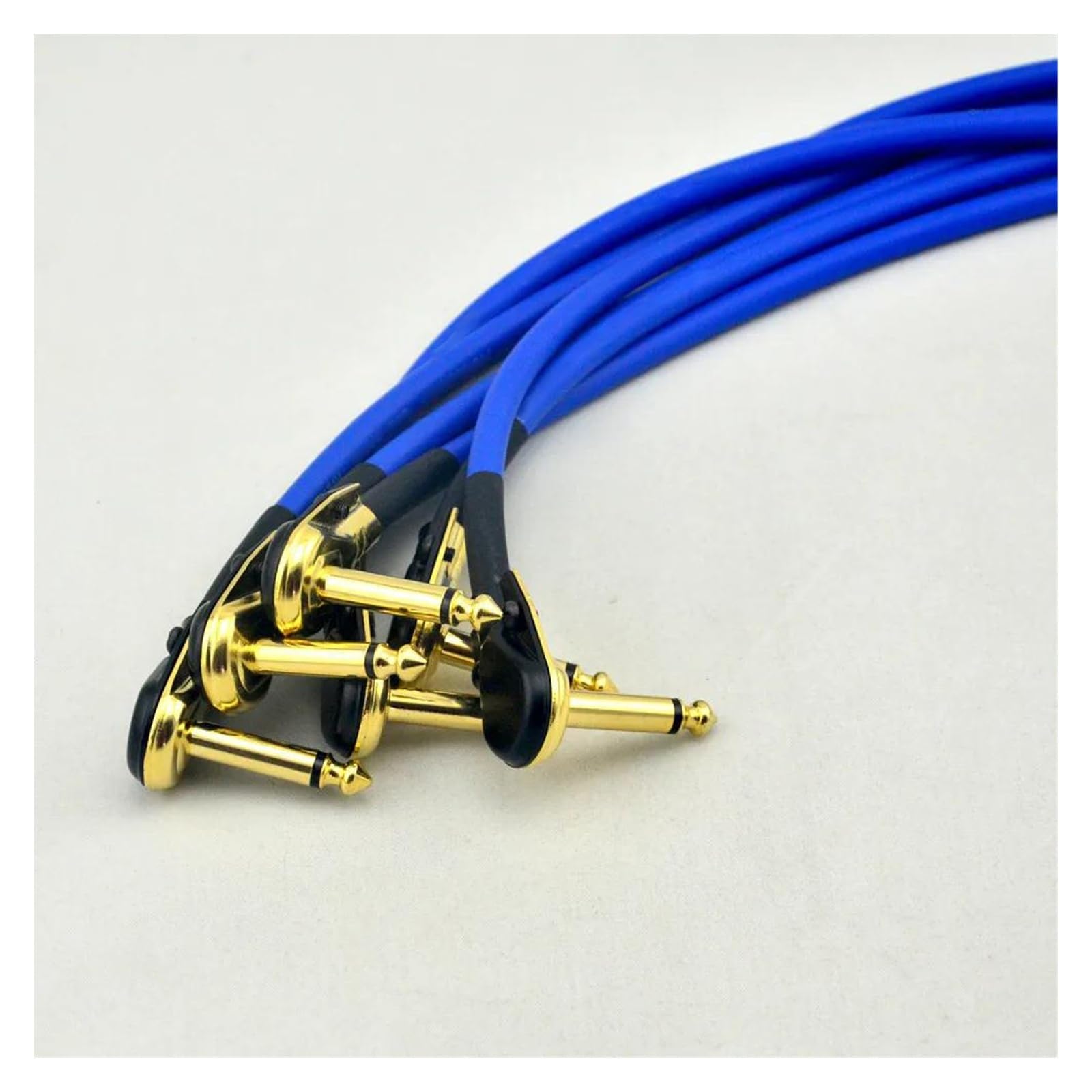 Professionelles Gitarren-Audiokabel 6 Stück Blaues 30 cm Rechtwinkliges 1/4 Mono-Gitarren-Effektpedal-Board-Kabel-Patchkabel Für Effektpedale
