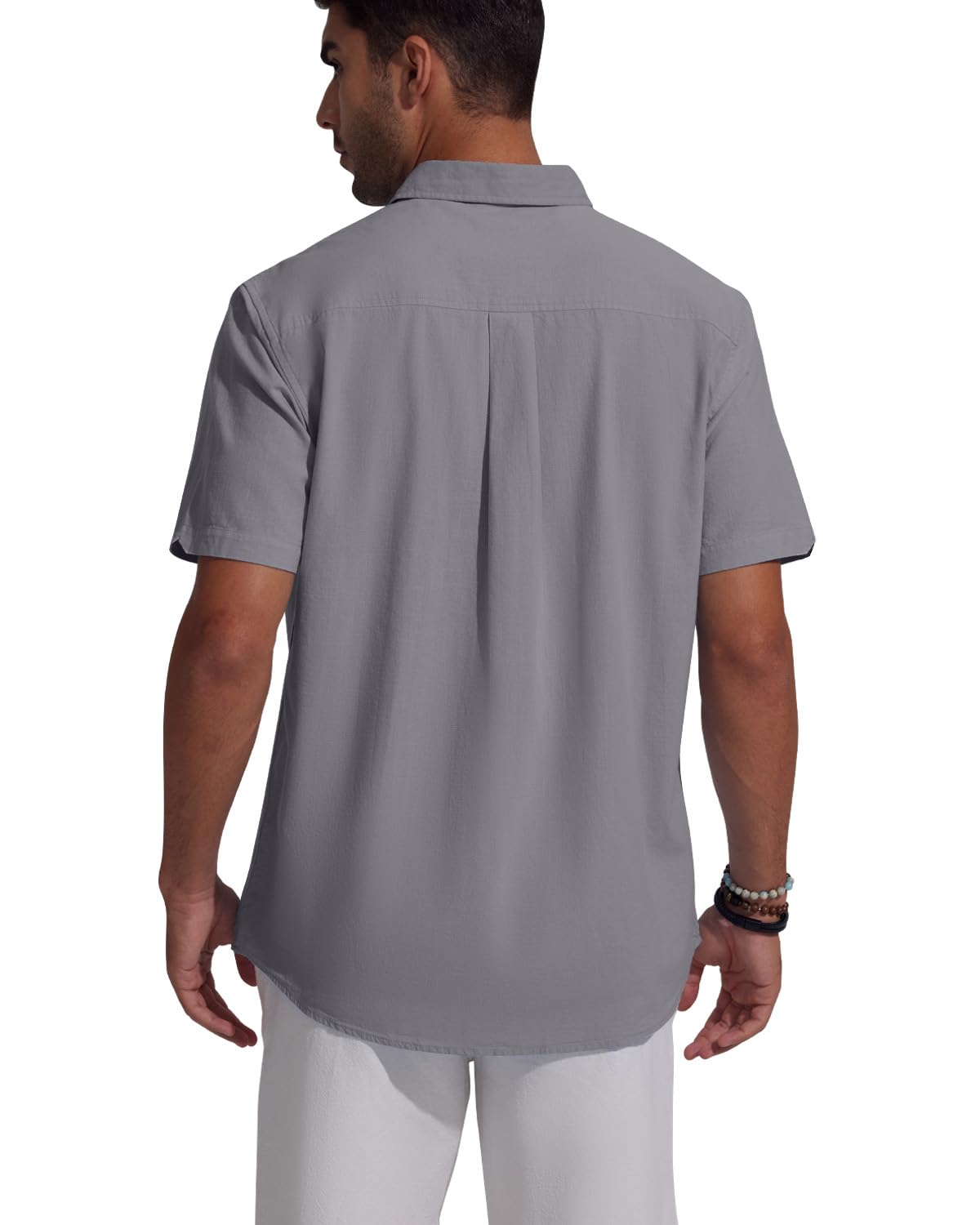 Friptspyg Uomo Camicia Lino Cotone a Maniche Corte vestibilità Regolare Casual Camicie Estive con Tasca