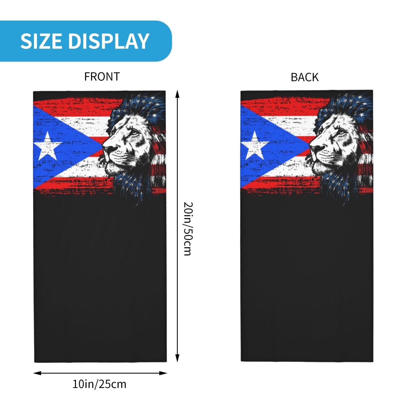 America and Puerto Rico Porto Rico Puerto Rican Flag Combine Lion Neck Gaiter Face Cover Mask Bandana Gator Balaclava Tube Face Scarf Headband Outdoor Sport Mask Sun Protection for Women Men