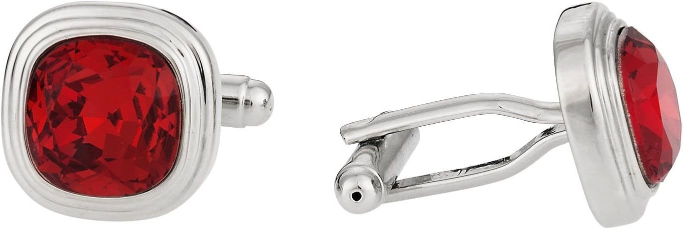 Cuff-Daddy Siam Red Crystal Cufflinks with Presentation Jewelry Gift Box Shirt Unique Fashion Cufflinks for Men Boyfriend Birthdays