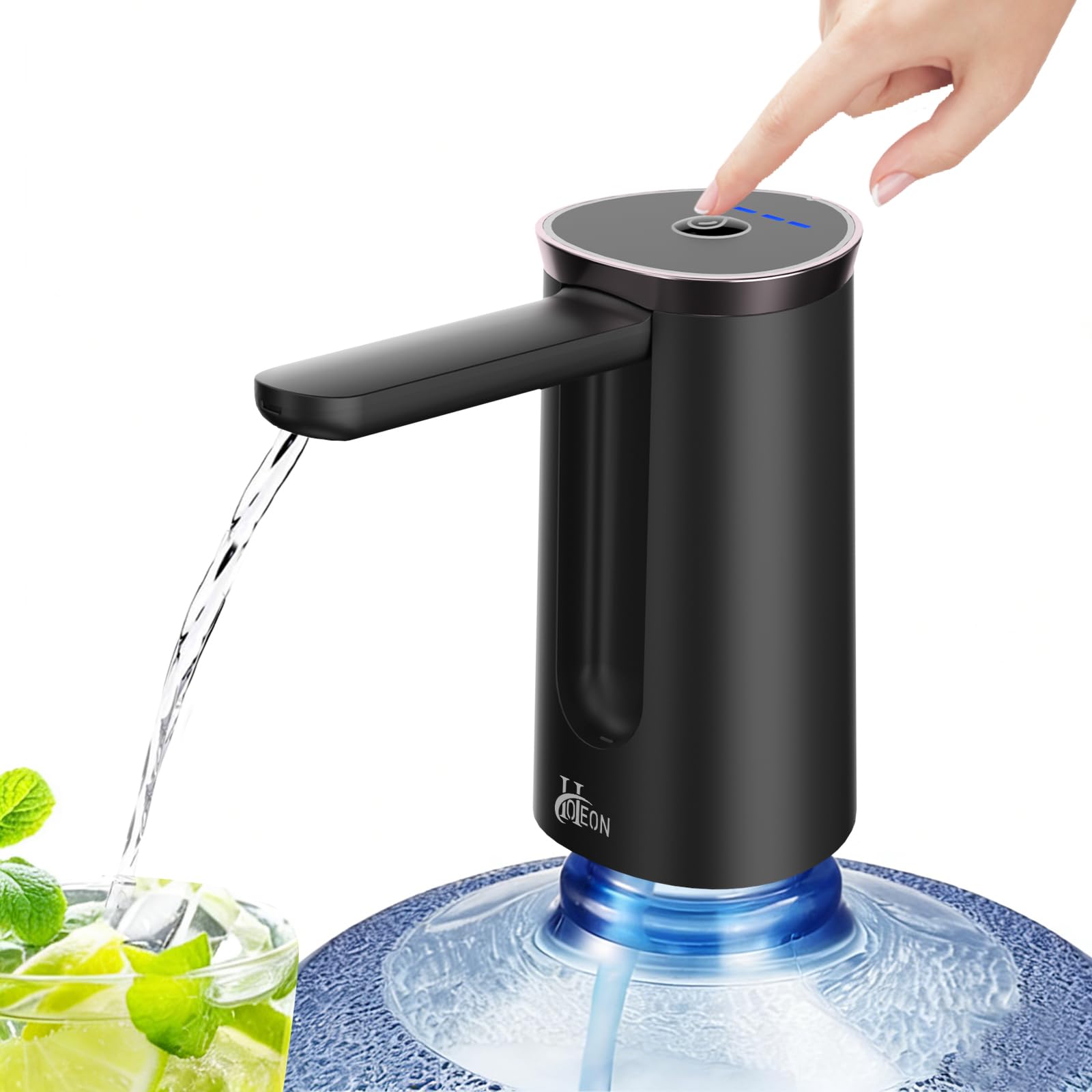 Hoteon Water Dispenser Pump for 20 Litre Bottle, Foldable Automatic Water Can Pump, 1200mAh USB Rechargeable, BPA Free Food-Grade Silicone Hose, One-Touch ON/Off, 90s Auto Stop, for Home & Office-picture-12