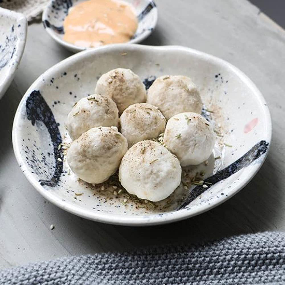 Keramik-Besteck-Salatschüssel, 2er-Set, Soßenschale, Keramik-Soßen-Dip-Schale für Sushi, Sojasoßenschale, Snack-Dessert-Vorspeisenteller, Gewürz-Servierschale im japanischen Stil, kleine Schüssel (14,