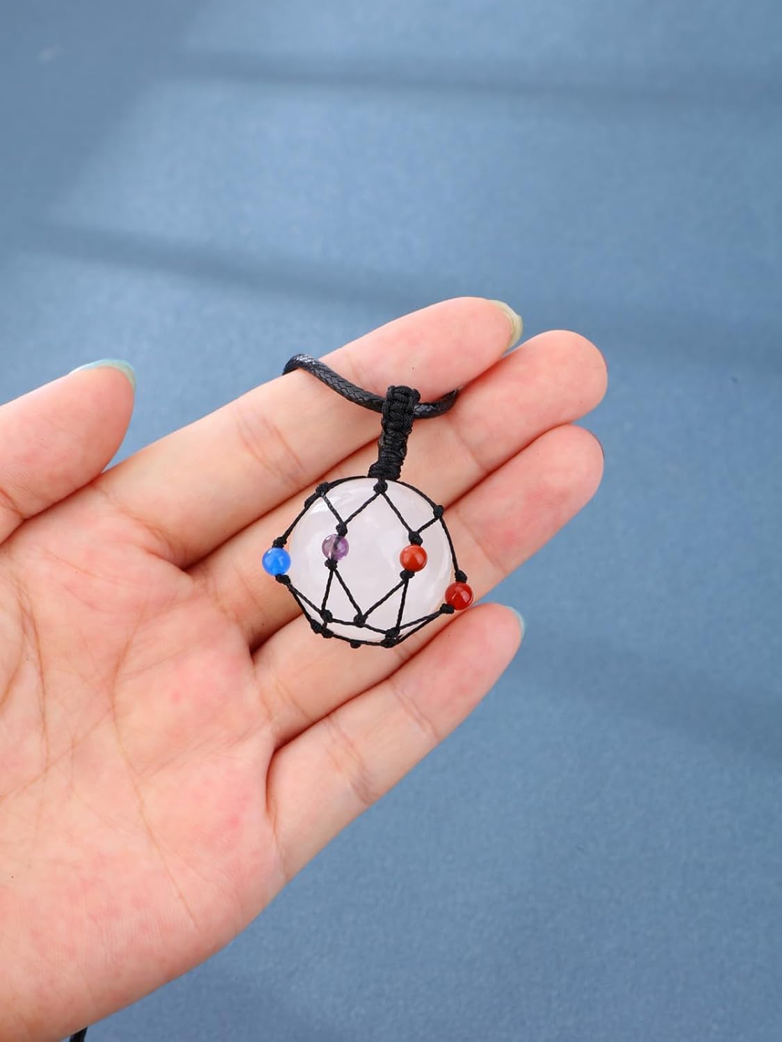 Top Plaza Amethyst Healing Crystal Necklace for Women Lucky Round Stone Natural Chakra Gemstone Pendant Necklace Purple Protection Jewelry Christmas Gifts - Image 5