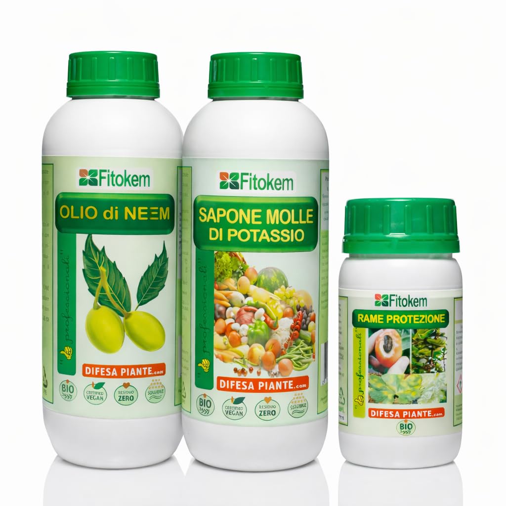 Olio di Neem 1lt + Sapone molle di potassio 1lt + Rame protezione 250ml - SUPER KIT