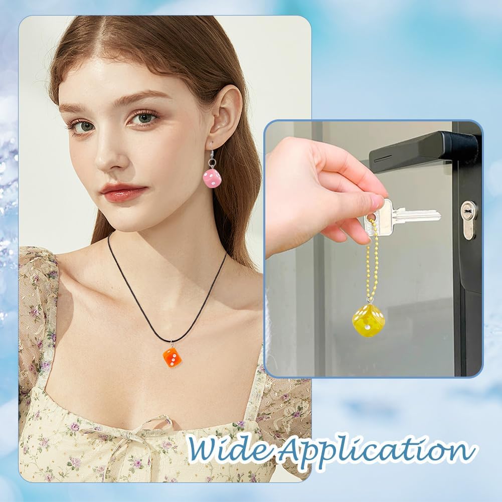 DICOSMETIC 36Pcs 18 Colors Dice Charms Bulk Resin Cube Charm Colorful Dice Pendant Small Fun Game Charms 3D Square Charm Pendant for DIY Bracelet Necklace Earring Jewelry Making, Hole: 2mm - Image 6