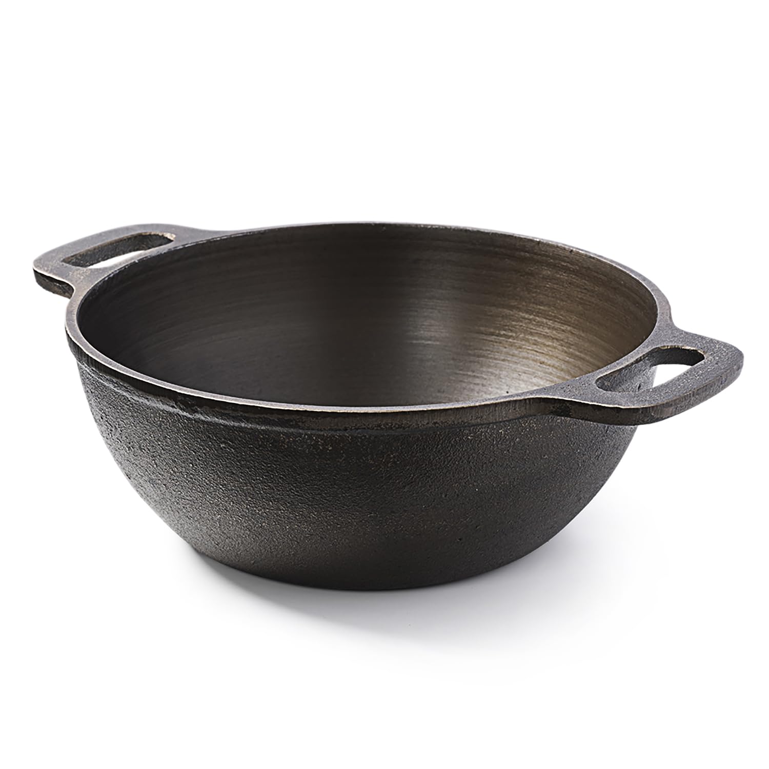 Wakefit Cast Iron Kadai with Handles | Pre-Seasoned Kadhai | Karahi for Deep Frying | 100% Natural and Toxin Free| No Chemical Coating | Mila | 10 Inch, 4 L
