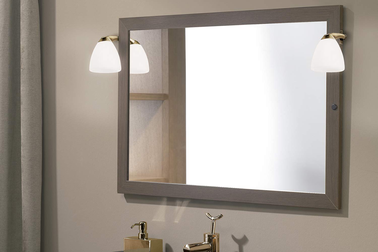 Aplike - Aplique LED Multienganche para Espejo de Baño - Luz Blanca Neutra (4000K) - 8.3cm | Modelo Nisio (Bronce)