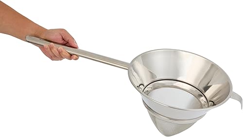 Miniatura 11 de Restaurantware Chinois - Colador de acero inoxidable de 10.2 pulgadas con malla extrafina para salsas, caldos, sopas, caldos, tamizado, herramientas