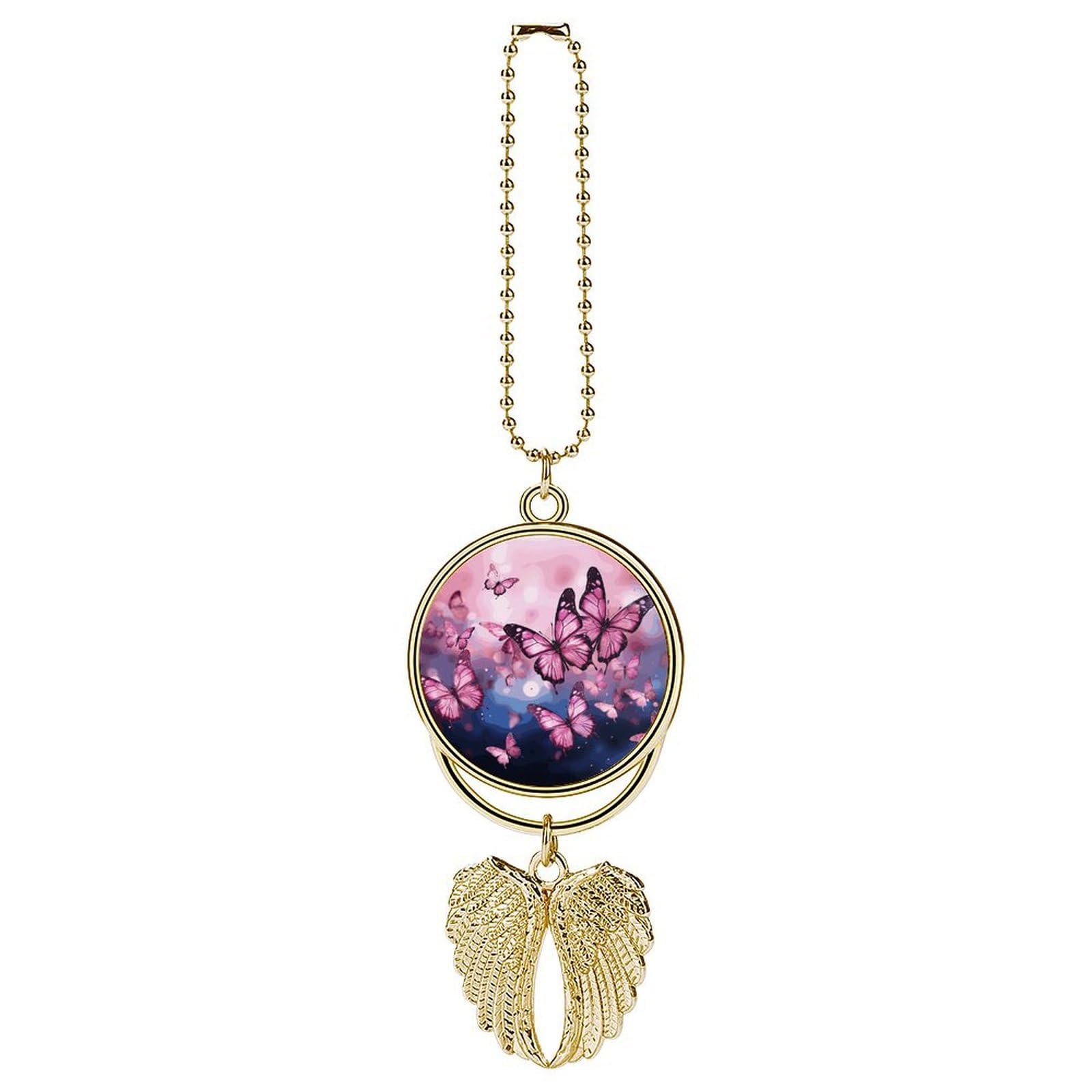 Butterflies Car Charm Alloy Car Rear View Mirrors Hanging Ornaments Stylish Car Pendant Funny Auto Hanging Accessories Car Hanging Ornaments Gift for Women Men