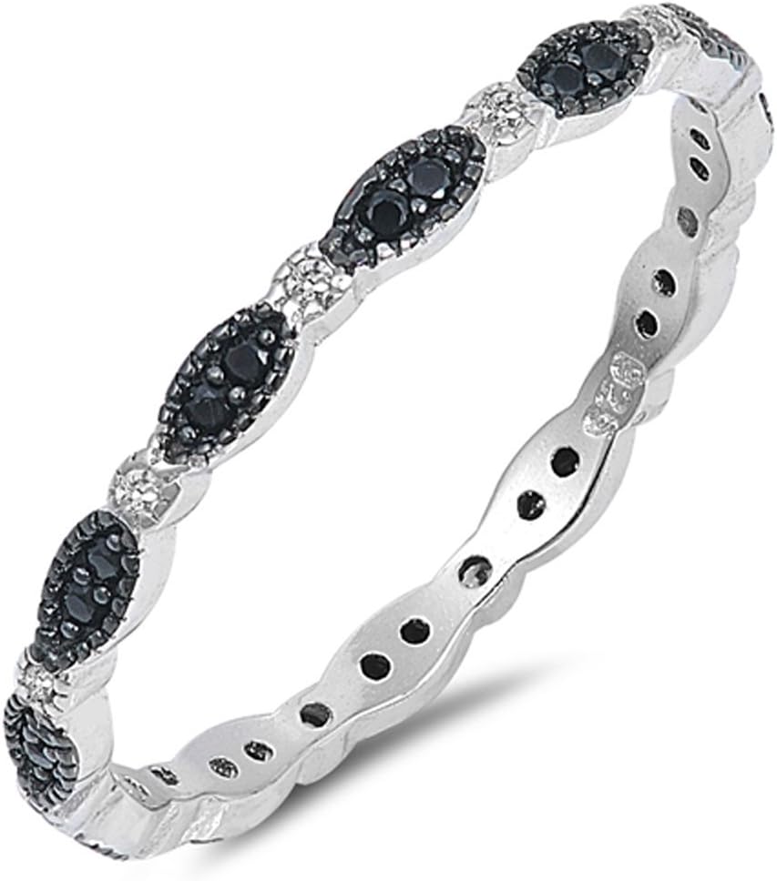 CHOOSE YOUR COLOR Sterling Silver Eternity Stackable Ring