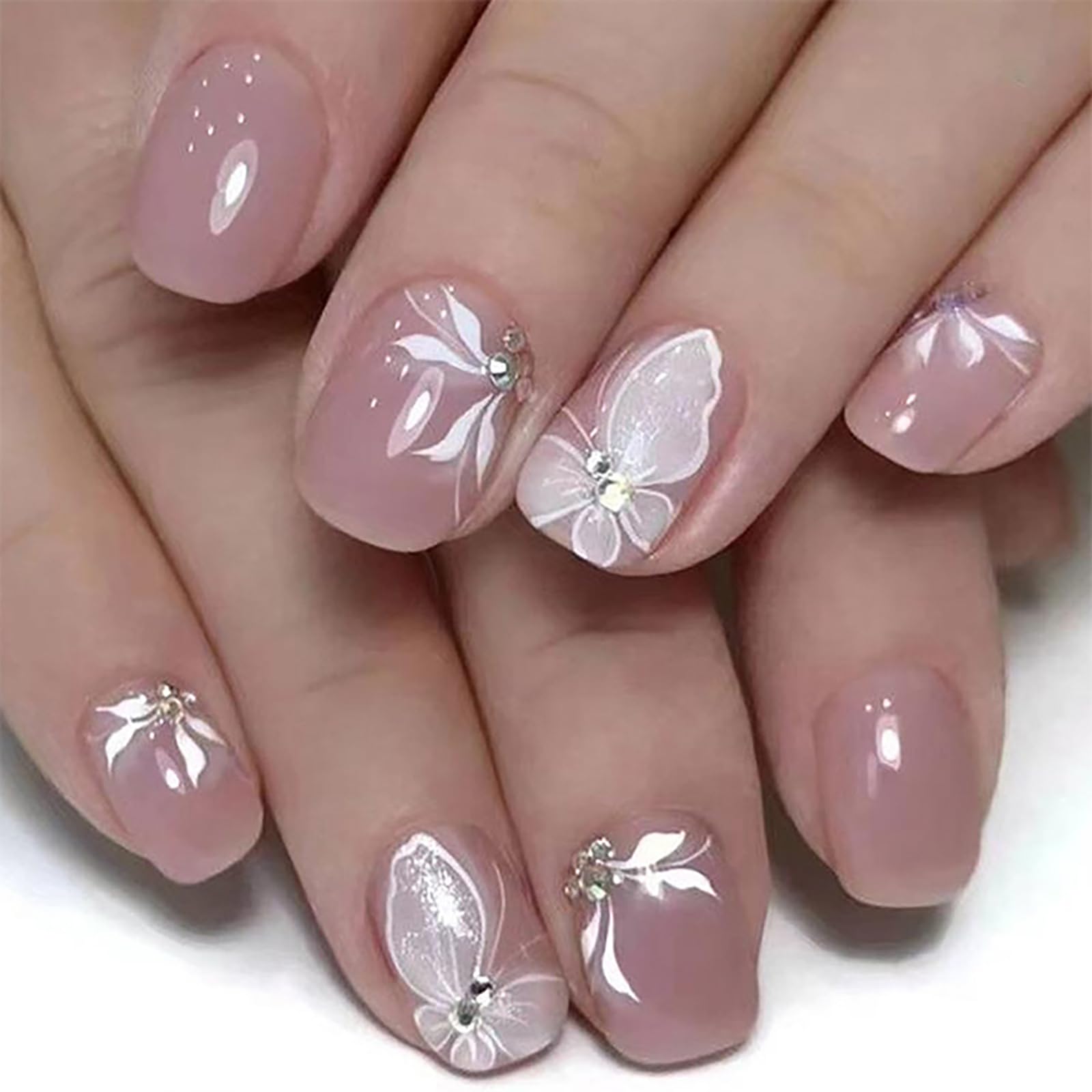 chou2.nail確認ページ Amazon.com: 24Pcs Short Press on Nails RTKHFZE Pink Fake Nails