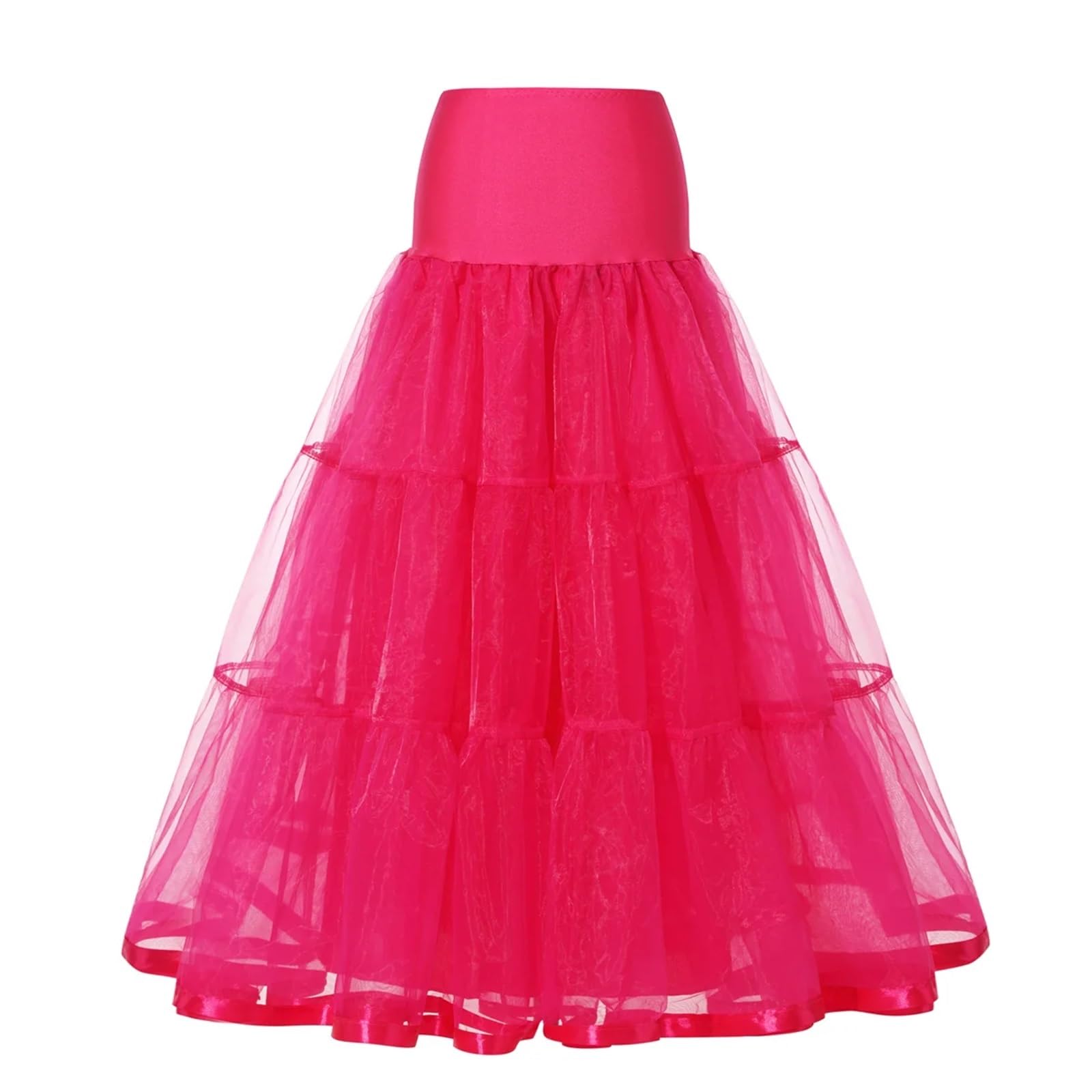 Jupon sous Robe Femme Jupon à Volants de 98 cm de Long, Crinoline, Vintage, for Robe de mariée, sous-Jupe, Tutu, balançoire, avec Bordure en Ruban(Blue,S-M)