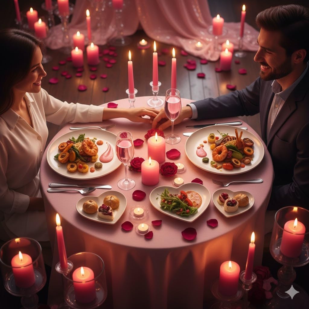 DELLING Heart Shaped Plates Set of 6, 7.3 Inch Ceramic Dessert Salad Plates - White Dinner Plates for Appetizer Steak Snack, Microwave Oven Safe, Gift for Valentines Thanksgiving Christmas