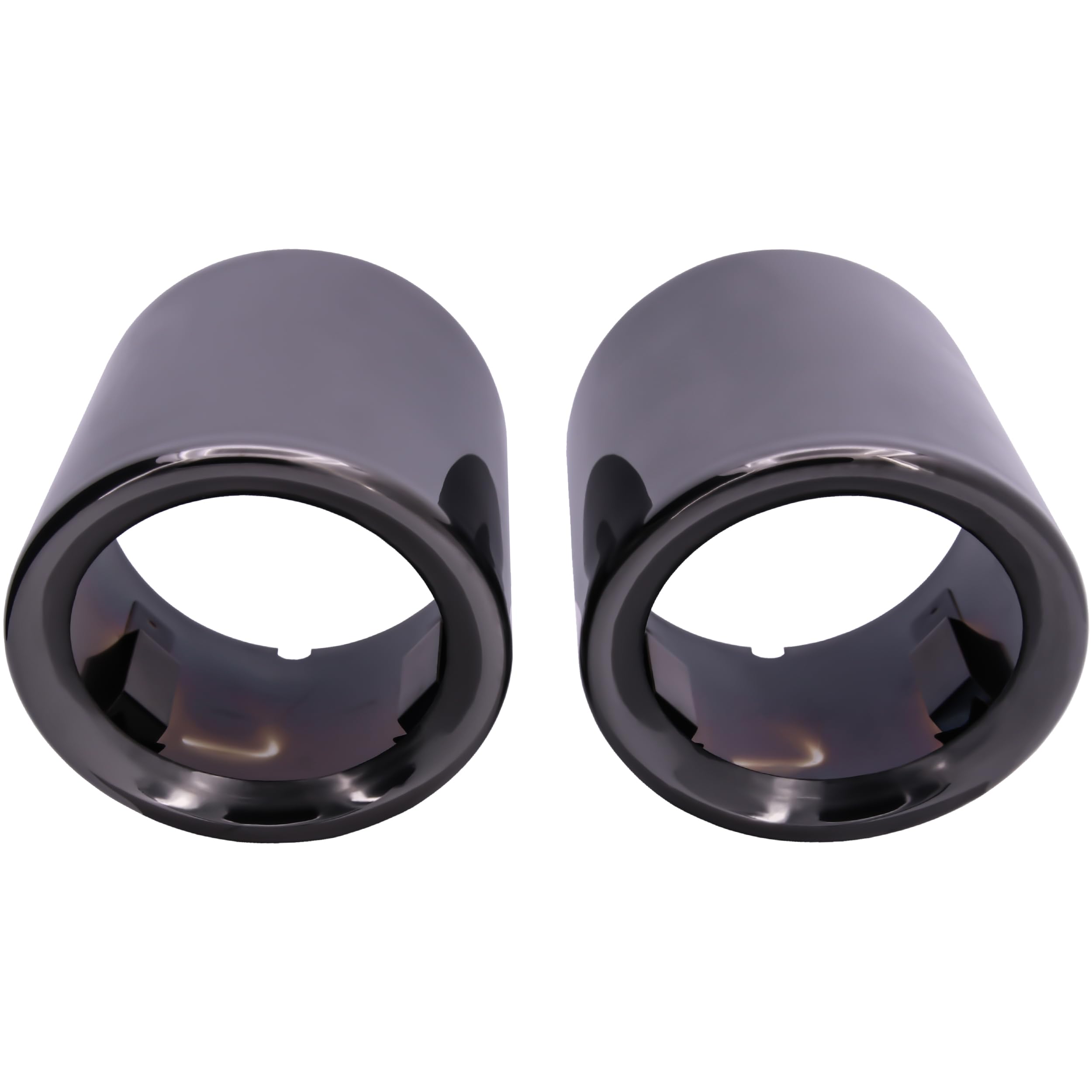 RECAMBO Auspuffblenden Set 2x Schwarz Chrom passend für VW Golf VII Typ AU BJ 2012-2021 eleganter Zweifarb-Look - einfache Montage - fester Sitz - aufwertende Heckoptik - langlebige Oberfläche