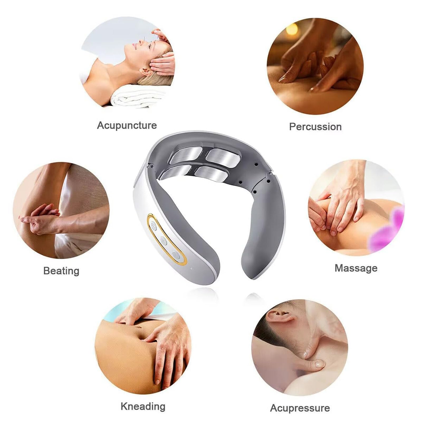 Massaggiatore Cervical, 6 Modalita 9 Livelli Massaggiatore Collo Schiena, Calore Benefico & Impulsi Profondi, per Alleviare il Dolore al Collo