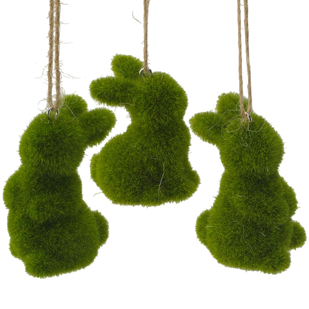 Crafty Capers Green Flocked Easter Bunny | Single | Hanging Easter Tree Decoration