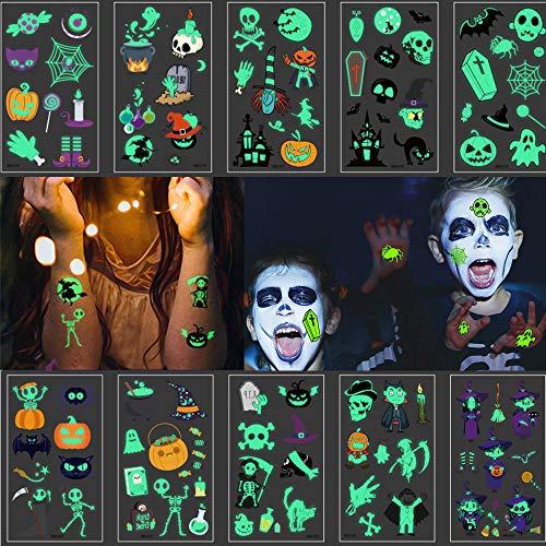 Halloween 10 Sheet Luminous Temporary Tattoo Stickers