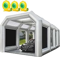 Vista 1 de FLAPKWAN Cabina de pintura inflable de 39 x 18 x 15 pies con tres sopladores para camiones, cabina de pulverización portátil para pintura