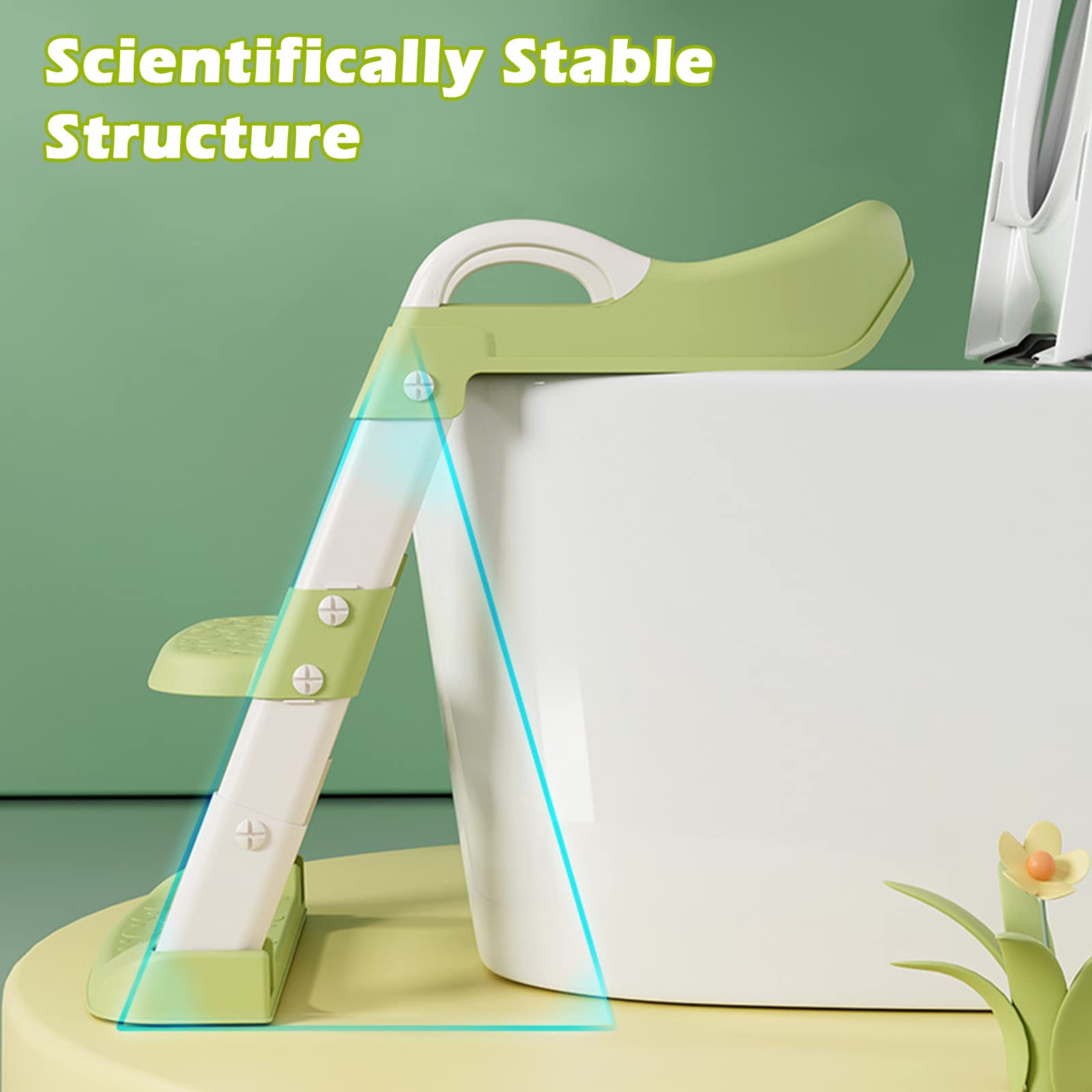 Réducteur WC Enfant avec Pieds Réglables,siege toilette enfant avec Coussin,Marche Antidérapante,Pliage Compact - A partir de 18 mois - Stabilité Structurelle|Renforce la Portance