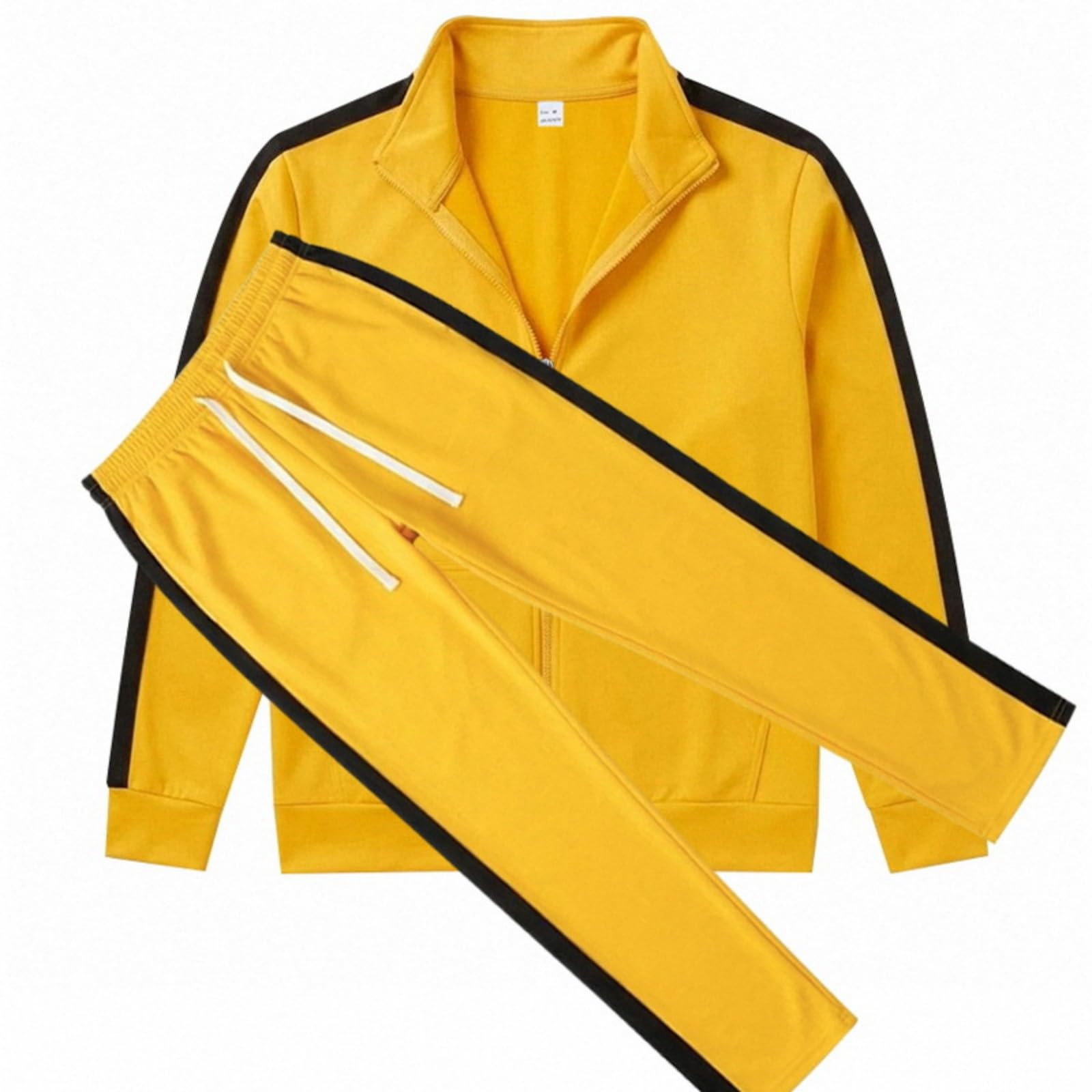 Set da ginnastica uomo giacca con striscia laterale e pantaloni da jogging | Giacca con zip integrale e pantaloni a gamba dritta con coulisse completo sportivo a due pezzi per lo quotidiano