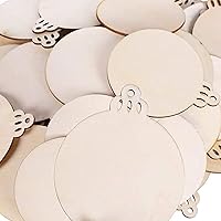 Vista 2 de 50 bolas de madera de Navidad, adornos colgantes de madera, recortes de bolas de Navidad, piezas de rebanadas de madera para Navidad, decoración