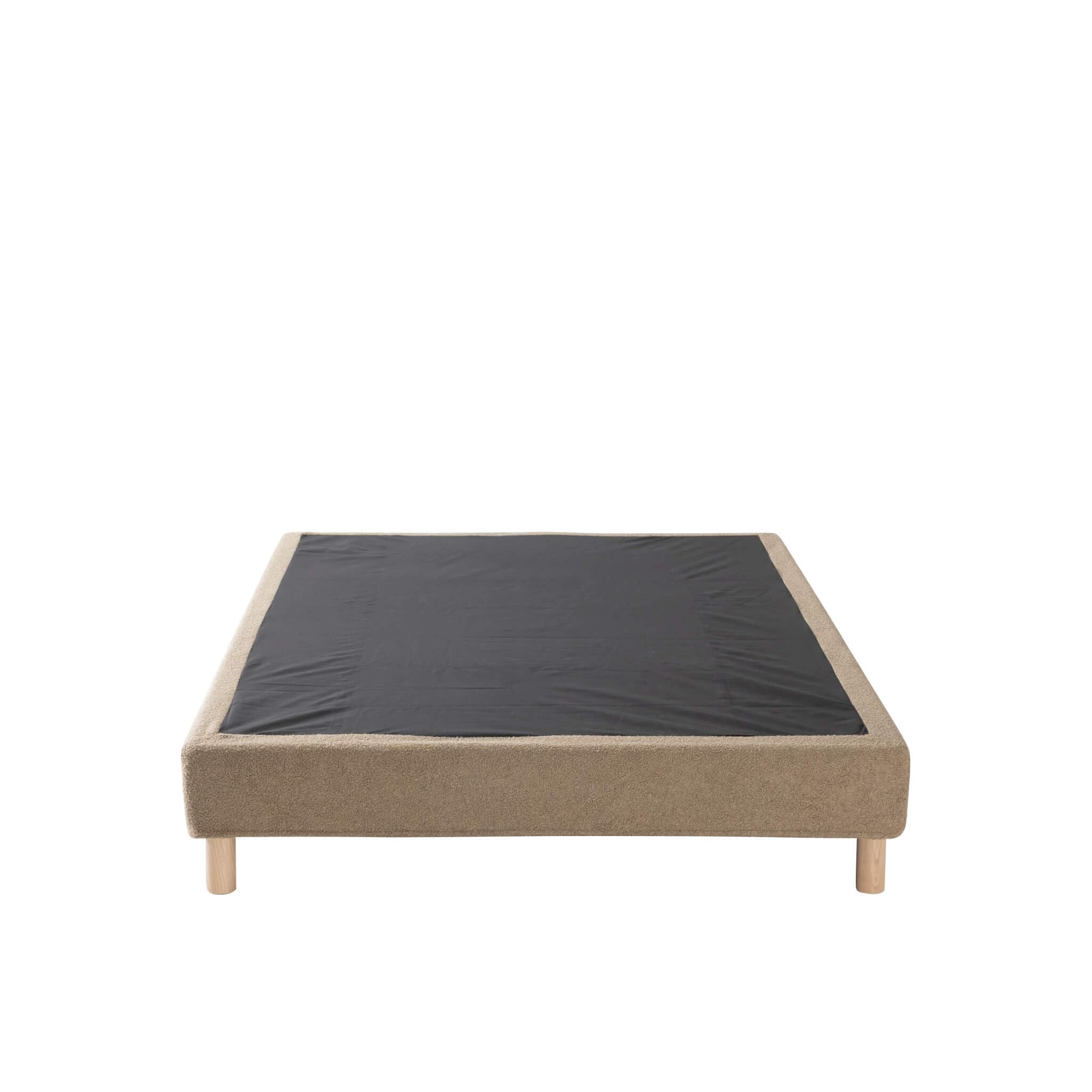 Cache-sommier Bouclette intégral Beige 160x200