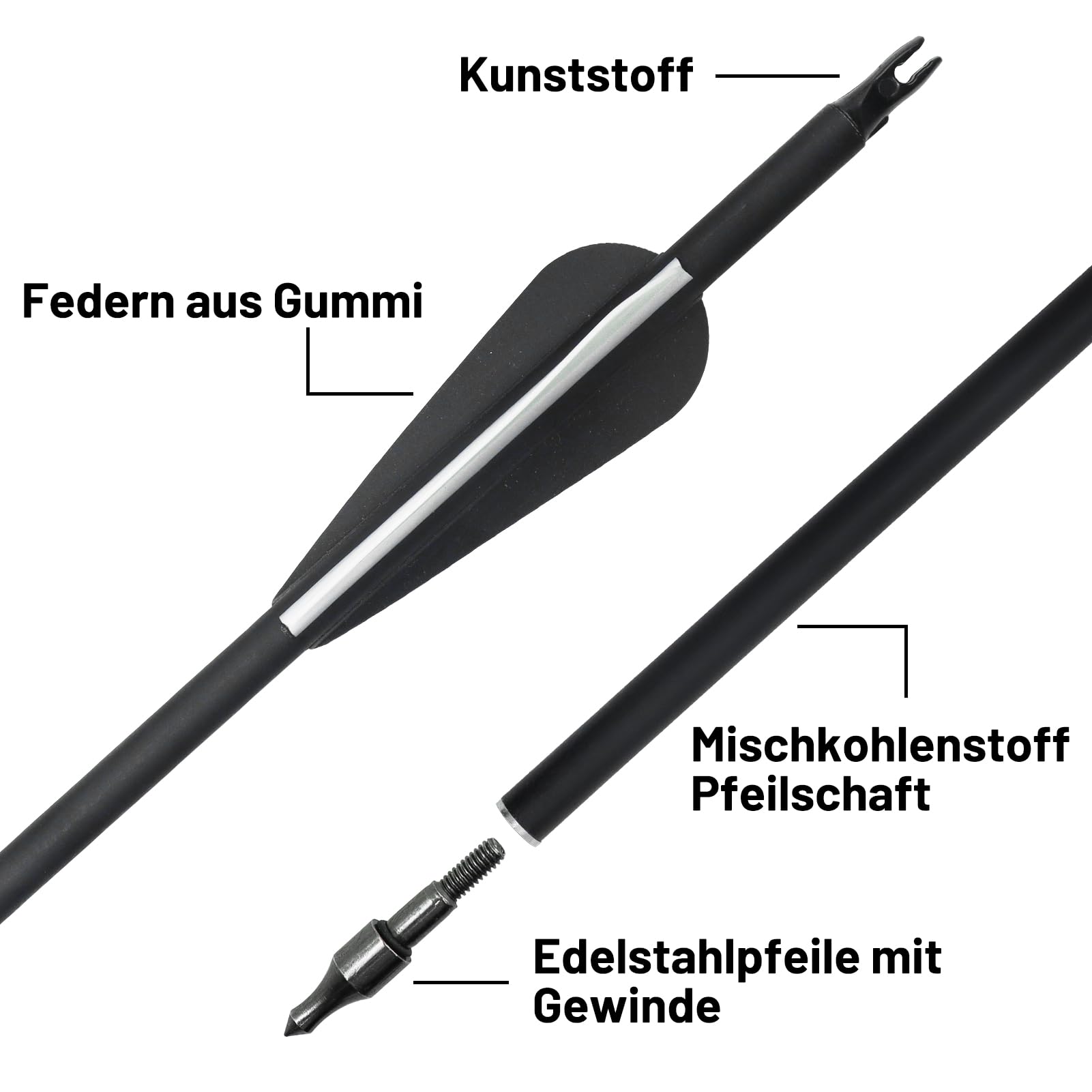 12 Stück 28-31 Zoll Bogenschießen Carbonpfeile Spine 500 Jagd Zielpfeile Mit Einschraubbaren Pfeilspitzen Für Compoundbogen Recurvebogen Jagdbogen Und Langbogen