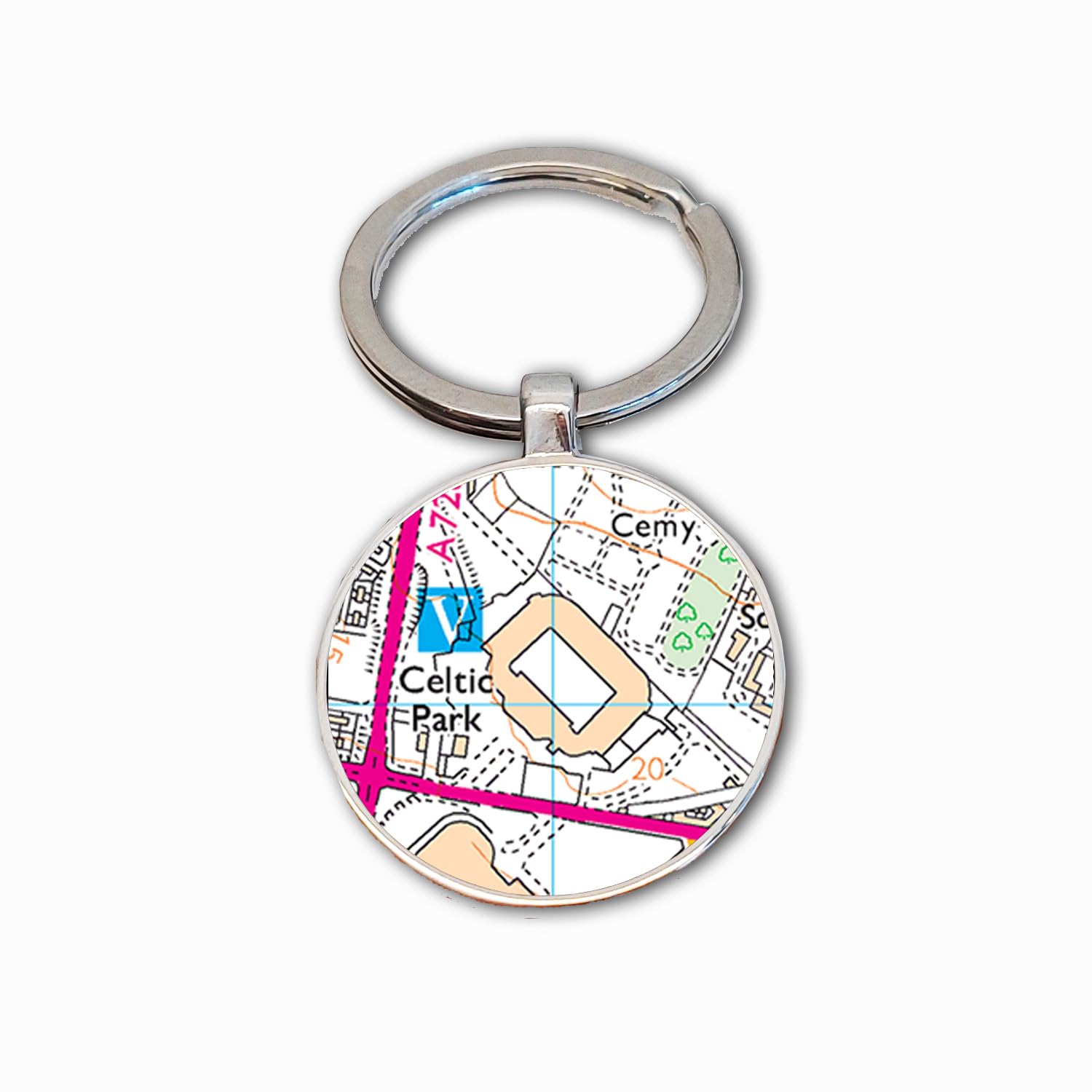 Celtic Stadium Key Ring, Celtic Park Stadium Key Chain, Football Map Key Fob, Glasgow Geltic Ground Keyring, Celtic Soccer Ground Map Key Ring, Celtic Football Club Gift