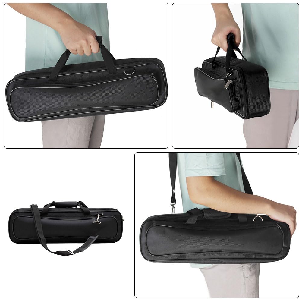 Sac De Flûte en Oxford Rembourré Épais avec Bandoulière Ajustable Sac De Transport Portable pour Flûte Traversière 16 Et 17 Trous De Rangement Instrument De Musique