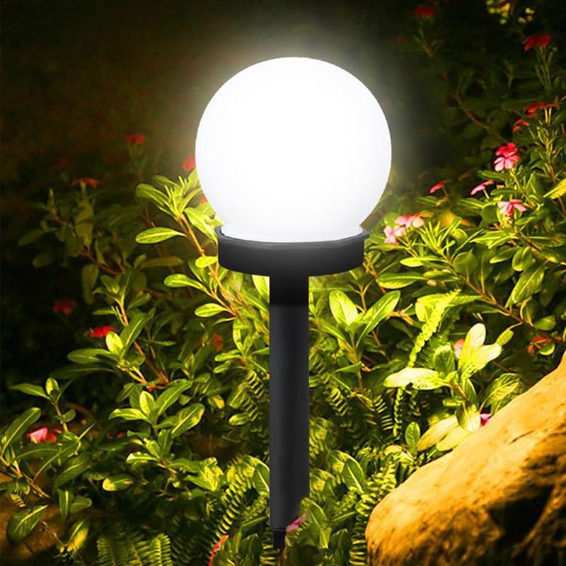 YZYOE 3 Packs of LED Solar Ball Lights, Outdoor Courtyard Decorative Floor Lights - Image 4