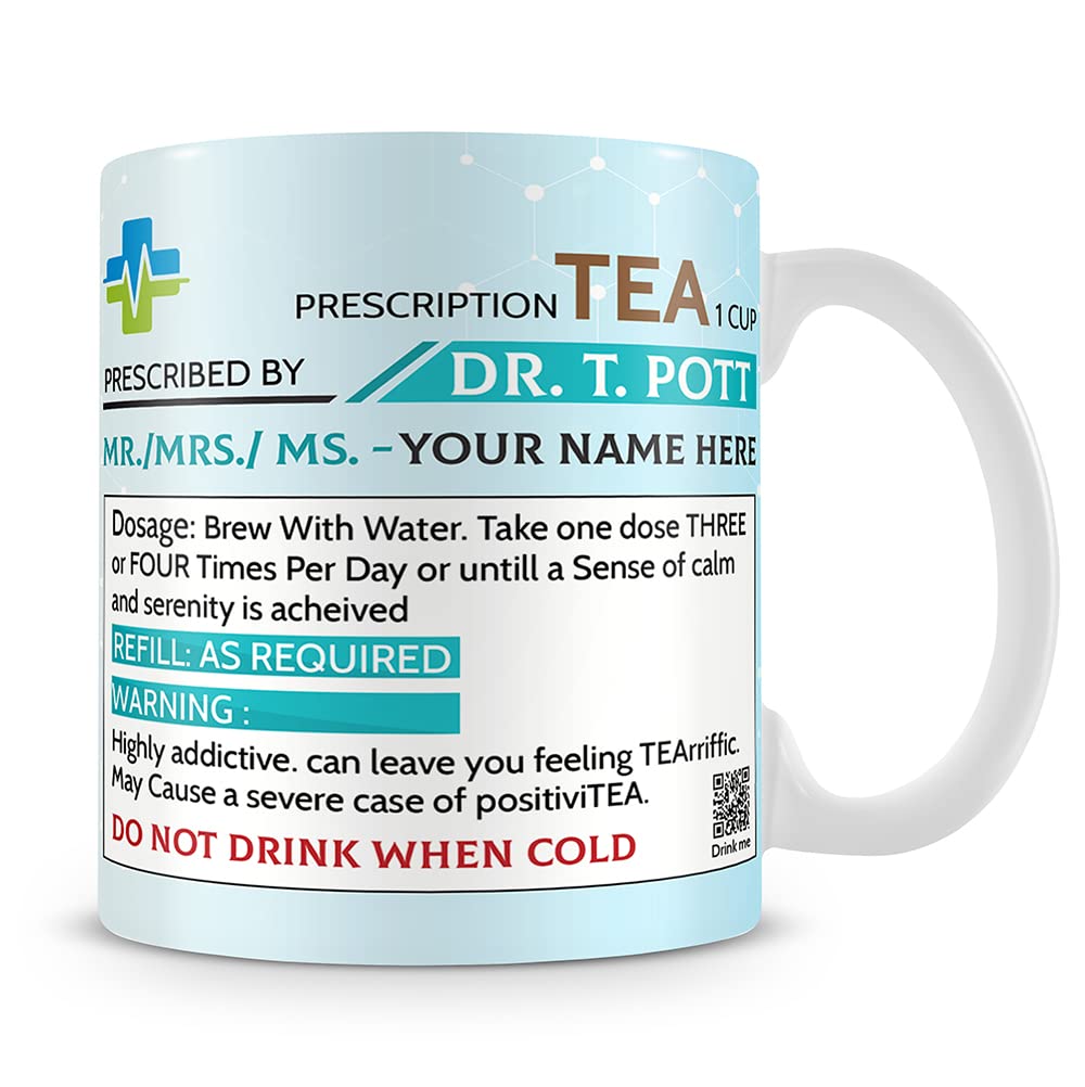 Getagift Tea Prescription Mug Personalised Name Birthday Party gage Keepsake C Handle Unique Ceramic Cup Mug.