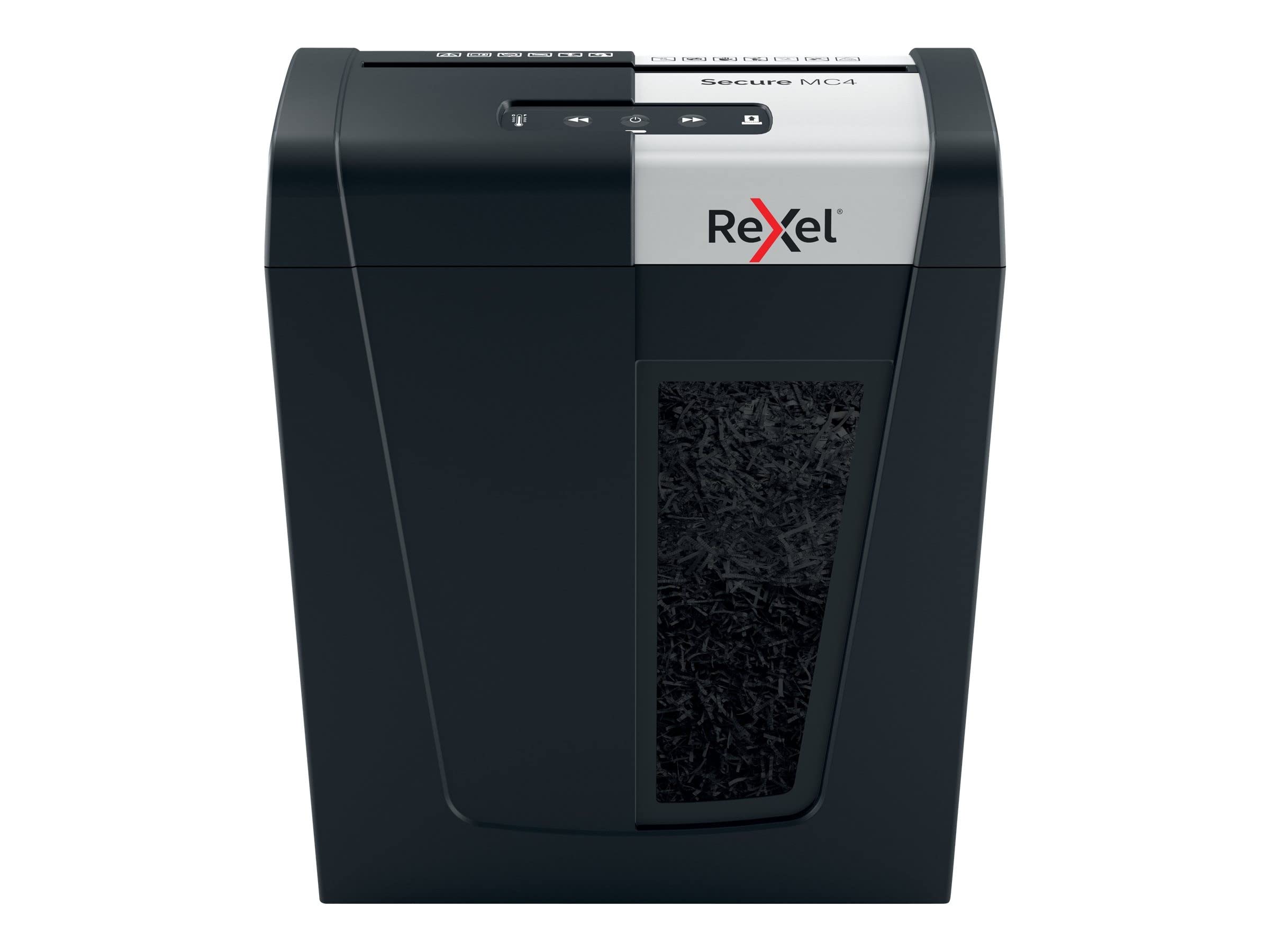 Rexel Secure MC4-SL Whisper-Shred Destructora de Papel con Microcorte P5, 4 Hojas, Papelera Extraíble de 14 L, Silenciosa y Compacta, 2020132