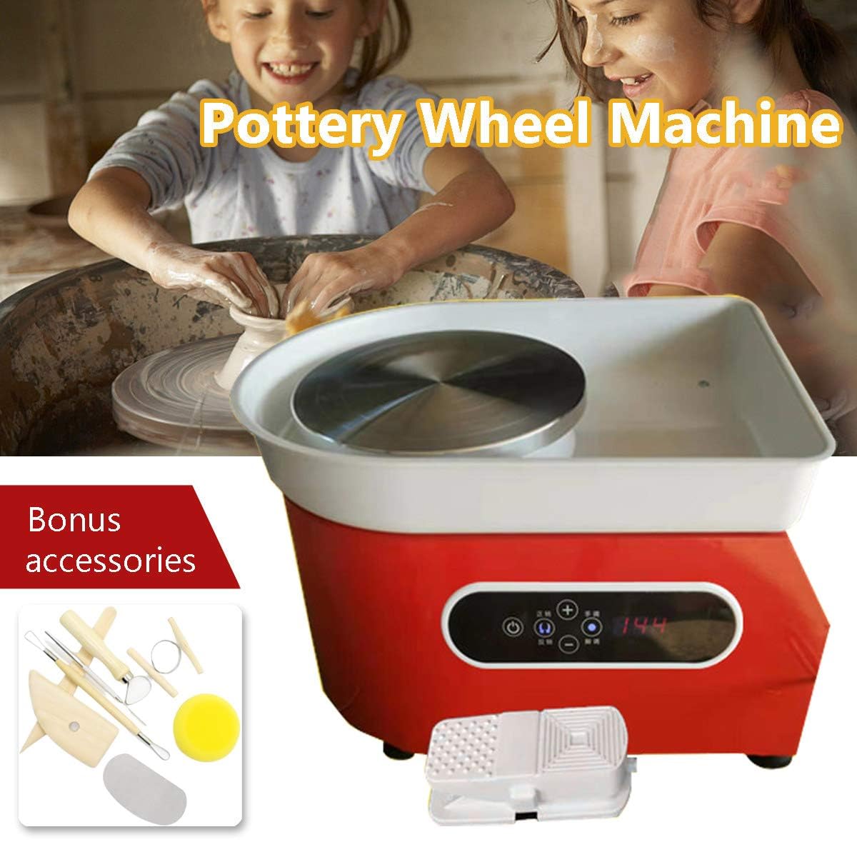 Keramik-Billeting-Maschine, elektrische Keramik-Formmaschine, unabhängiges Pedal Plus LCD-Bildschirmbox, abnehmbares, waschbares Becken für Anfänger, DIY-Tonkunst