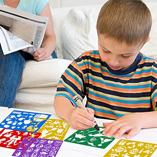 Qpout 20 pièces Modèles de Dessin en Couleur pour Enfants, Plastique Pochoir de Peinture pour Enfants Anniversaire Halloween Noël Dinosaure fête Cadeau Fournitures Outil de Peinture préscolaire - Image 5