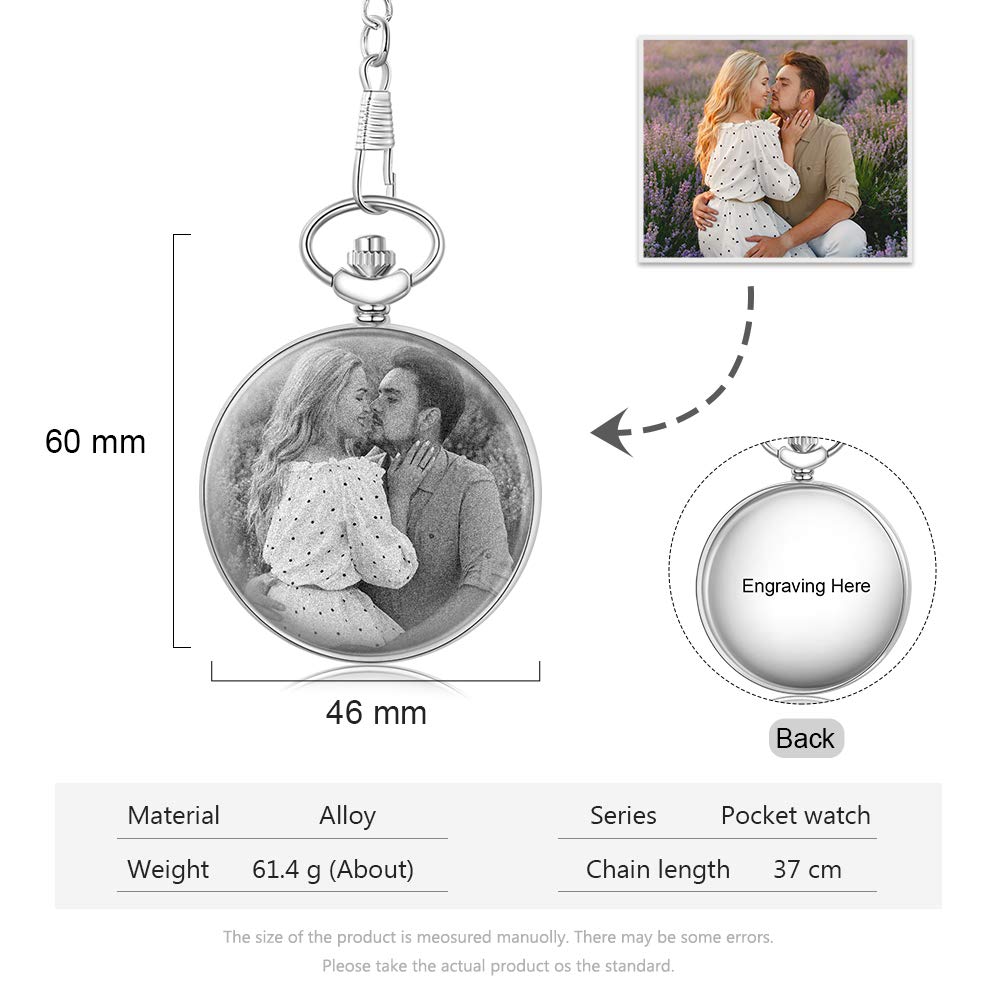 Reloj Bolsillo Personalizado con Foto Grabado Reloj Vintage Reloj Bolsillo Suave Clásico para Hombres Mujeres Regalo para Cumpleaños Aniversario Día del Padre