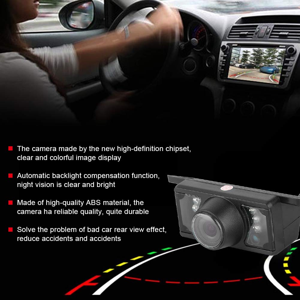 iFreGo HD Telecamera posteriore auto cablata Universale 170 gradi Obiettivo grandangolare 12 LED Telecamera di backup 100% impermeabile Visione notturna per aiuto alla retromarcia