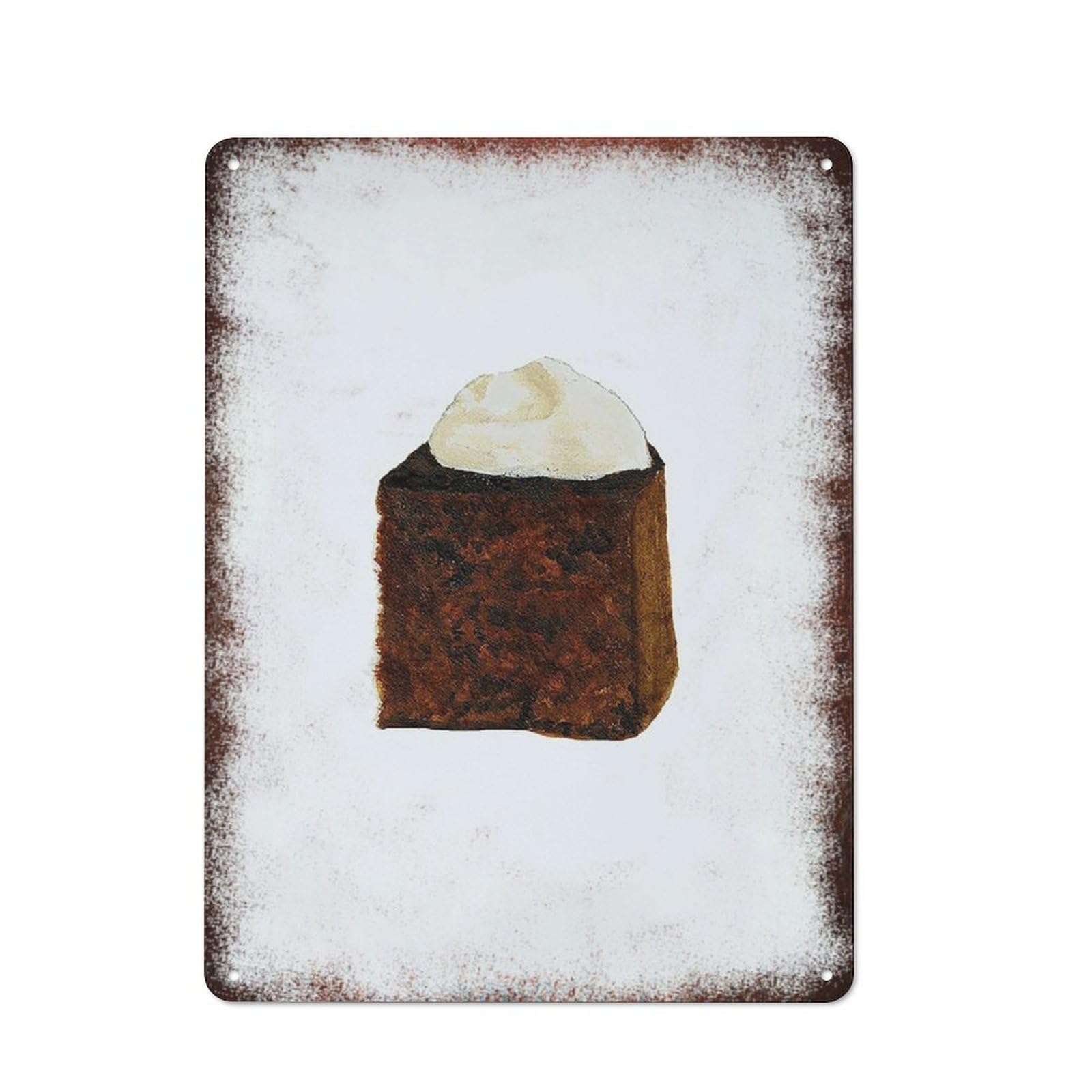 peiyeety Metal Tin Sign Brownie Watercolor Pattern Vintage Rustic Wall Art Kitchen Bathroom Bedroom Living Room Cafe Farmhouse Entryway Office Garage Home Bar Laundry Room Porch Patio 8x12 Inch