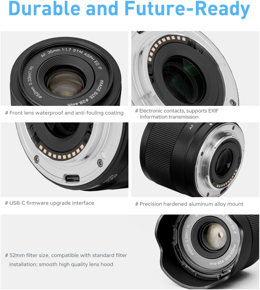 VILTROX 35mm f1.7 E, 35mm f/1.7 e-Mount APSC AF Lens for Sony e Mount, Autofocus Lens Large Aperture Prime Lens for Sony e Mount a7cr a7cii a7c a6700 zv-e100 a6600 a6400 a7iv a7iii
