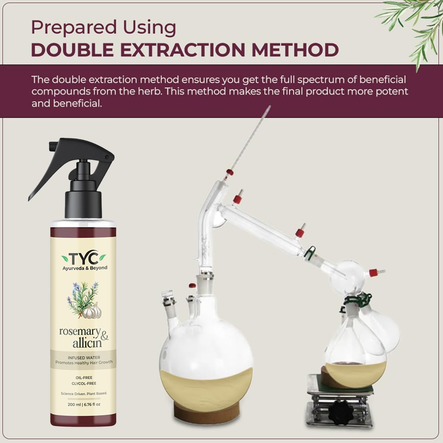 TYC Trust Your Choice Rosemary & Allicin Water Hair Spray for Hair Fall Control, Hair Growth, Scalp Health, Natural Anti-Hair Loss Treatment, 200ml 2