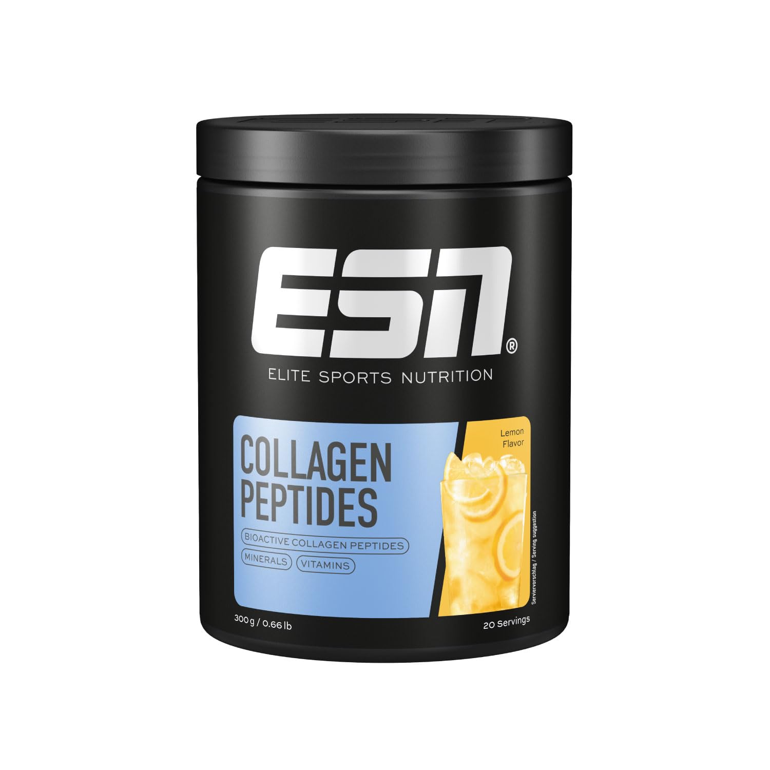 ESN Collagen Peptides, Citron, 300 g, avec hydrolysat de collagène, vitamines et