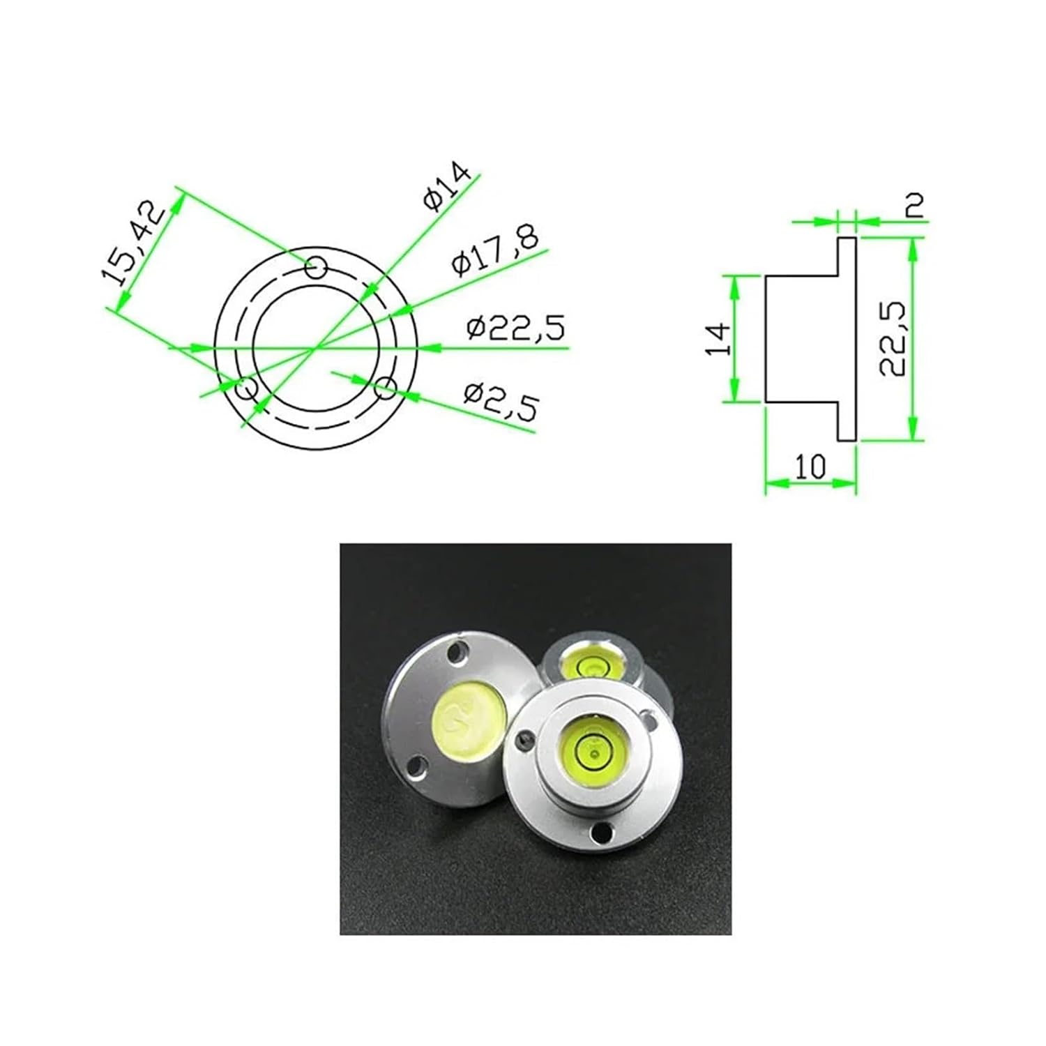 Round Bubble Level Water Level Gauge Sensor Magnetic Available(White)